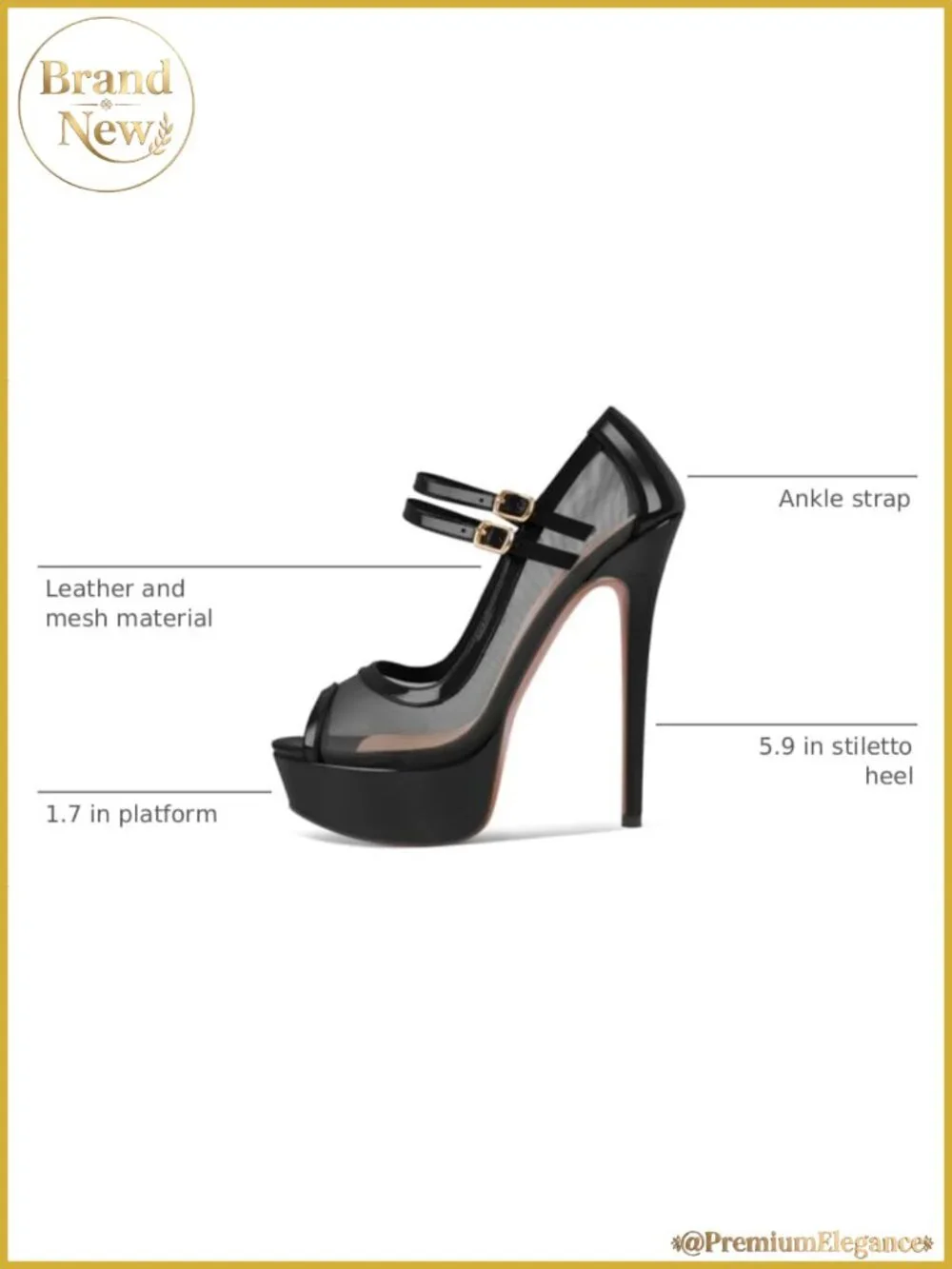Women's Platform Sandals Mesh Ankle Strap Stiletto High Heels